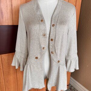 Womens Sz Medium Open Front Cardigan w/Button Detail
